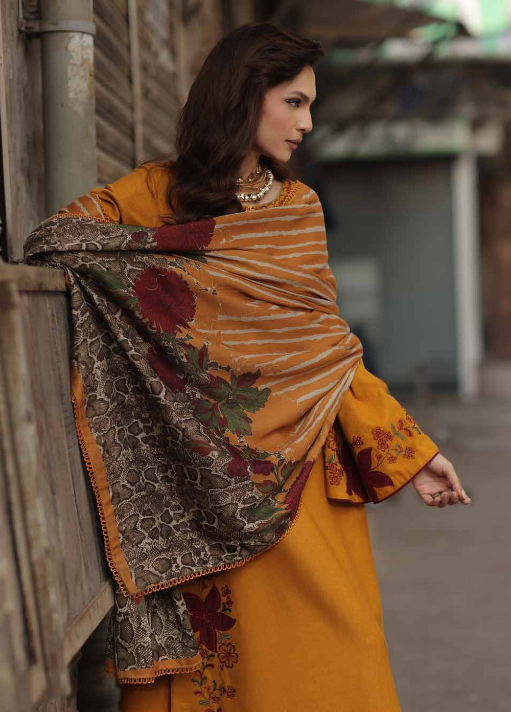 Signature by Charizma Unstitched Embroidered Leather Peach 3 Piece Suit CHR26USL CSL6-03 - Winter Collection
