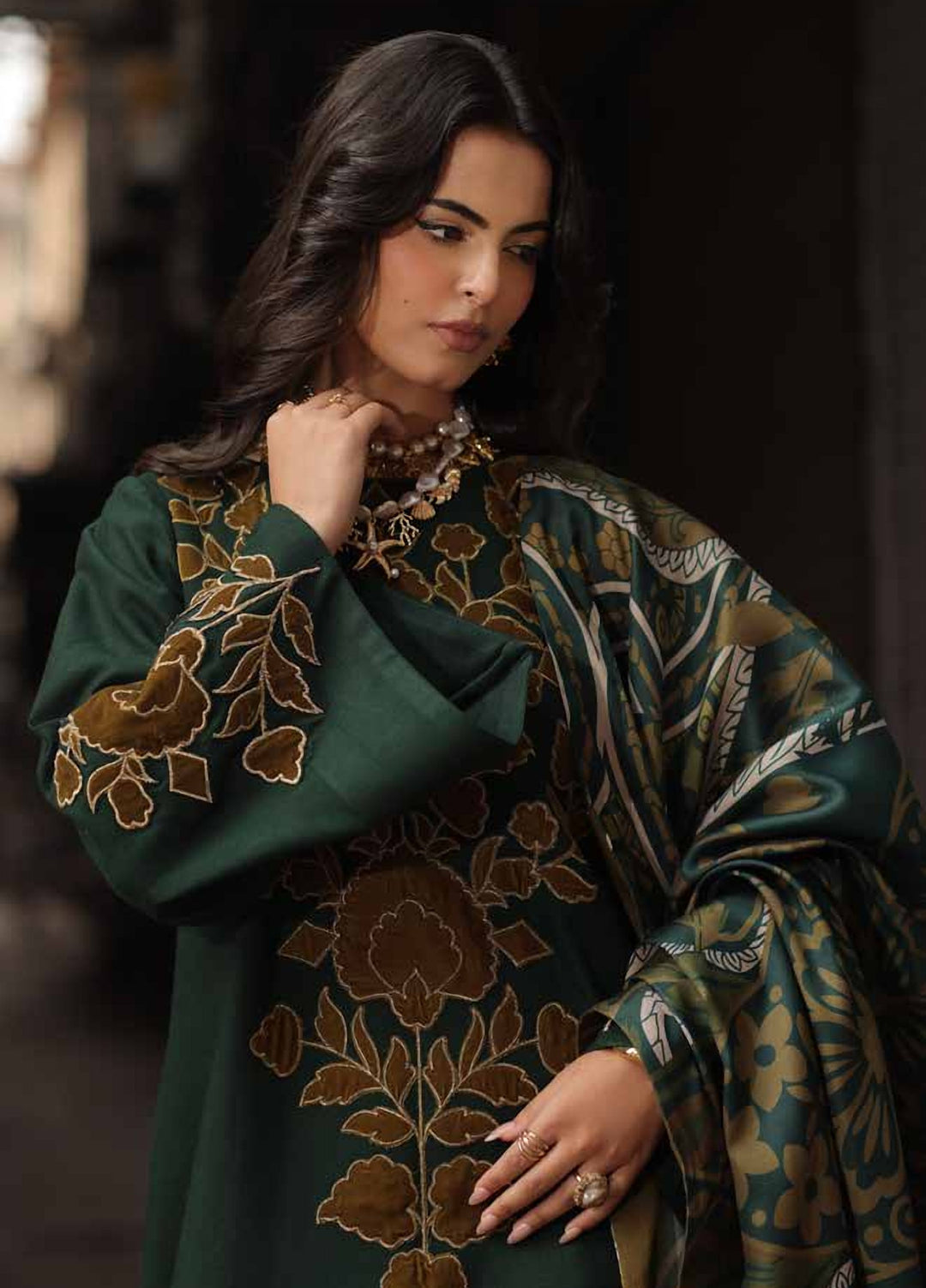 Signature by Charizma Unstitched Embroidered Leather Peach 3 Piece Suit CHR26USL CSL6-04 - Winter Collection