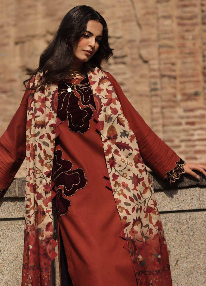 Signature by Charizma Unstitched Embroidered Leather Peach 3 Piece Suit CHR26USL CSL6-06 - Winter Collection