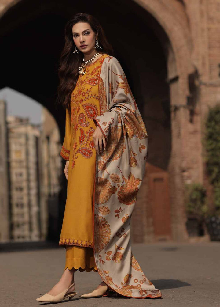 Signature by Charizma Unstitched Embroidered Leather Peach 3 Piece Suit CHR26USL CSL6-07 - Winter Collection