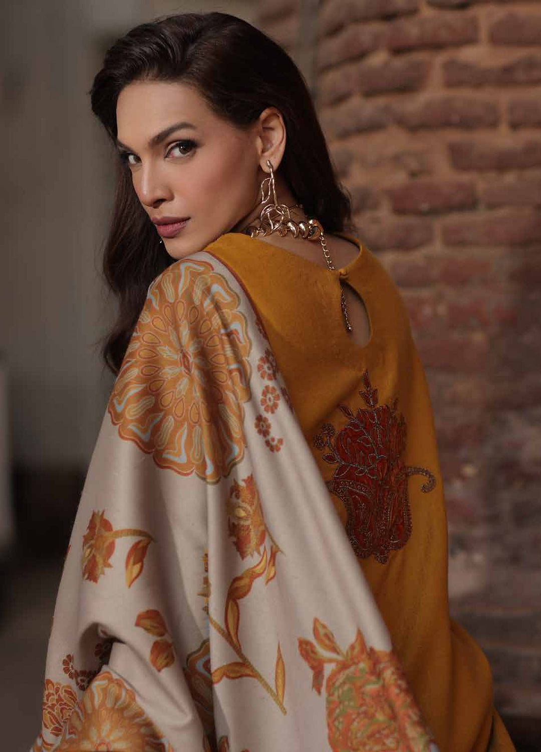 Signature by Charizma Unstitched Embroidered Leather Peach 3 Piece Suit CHR26USL CSL6-07 - Winter Collection
