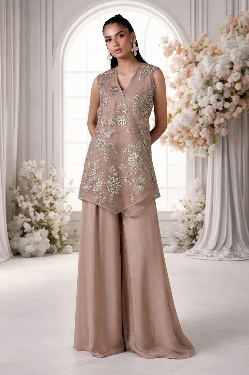 Mehr From Nizka By Nida Rehan RTW Embroidered Butter Silk 3 Piece Suit Tina - Festive Collection