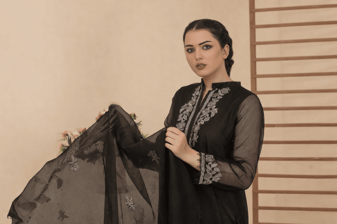 Silcot Women Pret Embroidered Khaddi Net 3 Piece Suit Zivara Wear - Winter Collection