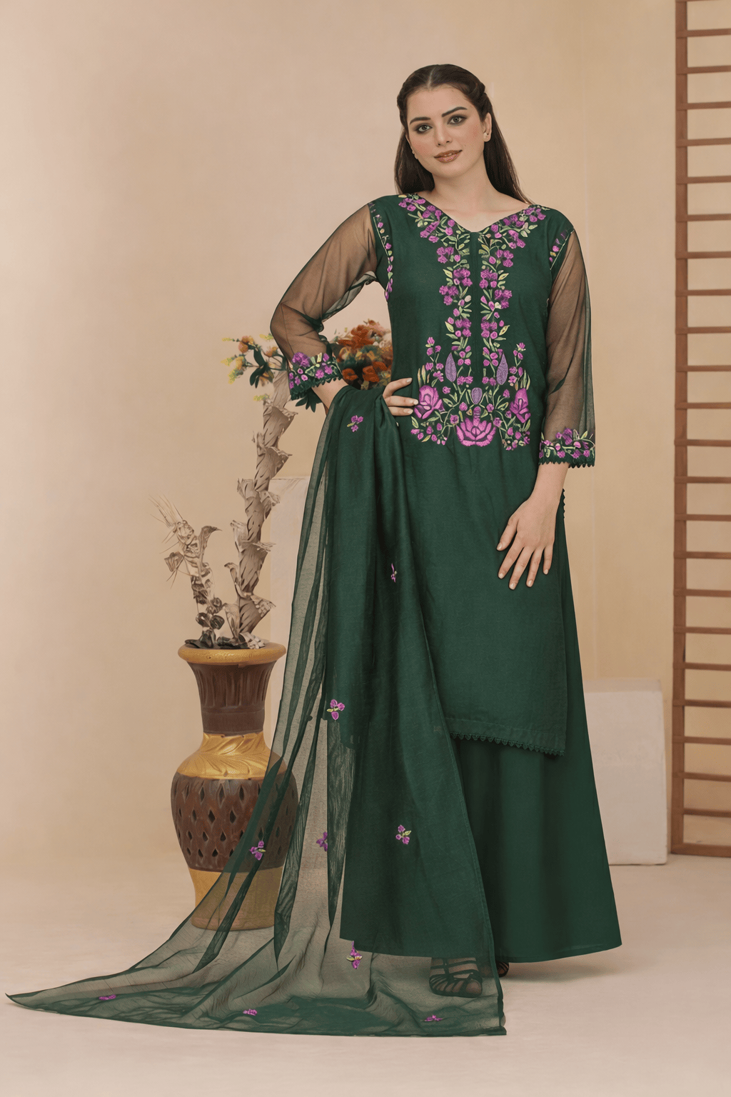 Silcot Women Pret Embroidered Khaddi Net 3 Piece Suit Riwaayat Wear - Winter Collection