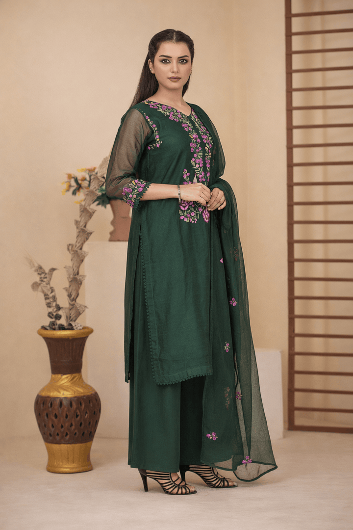 Silcot Women Pret Embroidered Khaddi Net 3 Piece Suit Riwaayat Wear - Winter Collection