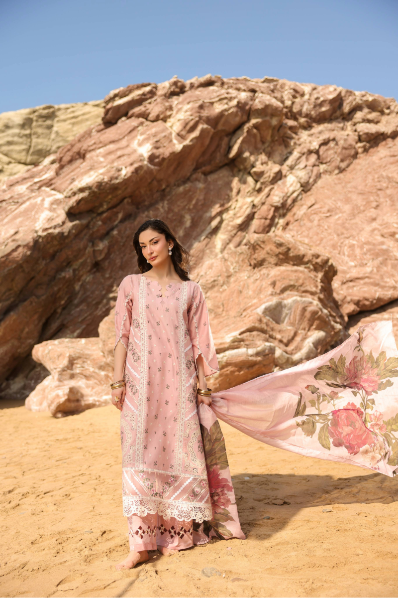 Manara by Maria Embroidered Chiffon 3 Piece Suit CHERRY BLOOSOM - Festive Collection