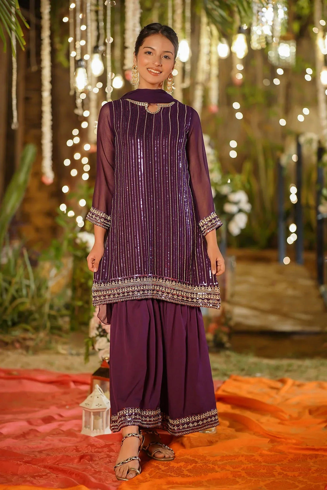 Ochre Girls Pret Embroidered Chiffon 3 Piece Suit EM-47 - Summer Collection