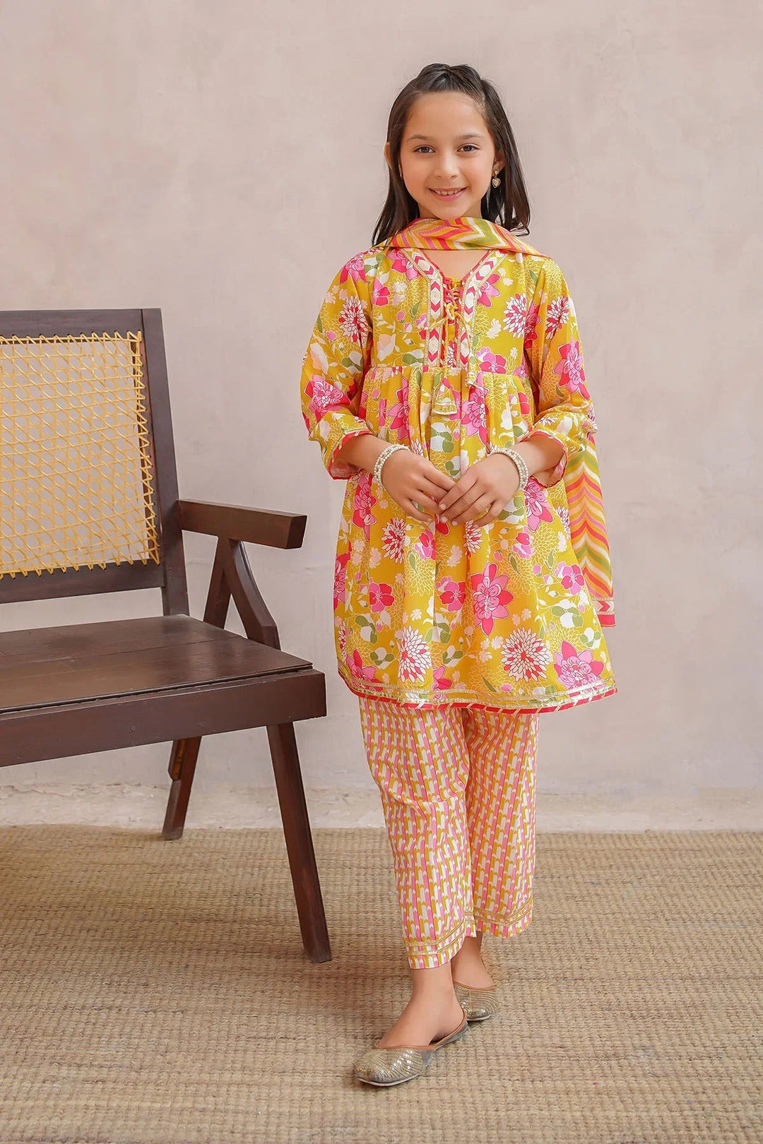Ochre Girls Pret Printed Swiss Lawn 3 Piece Suit INDP-36 - Summer Collection