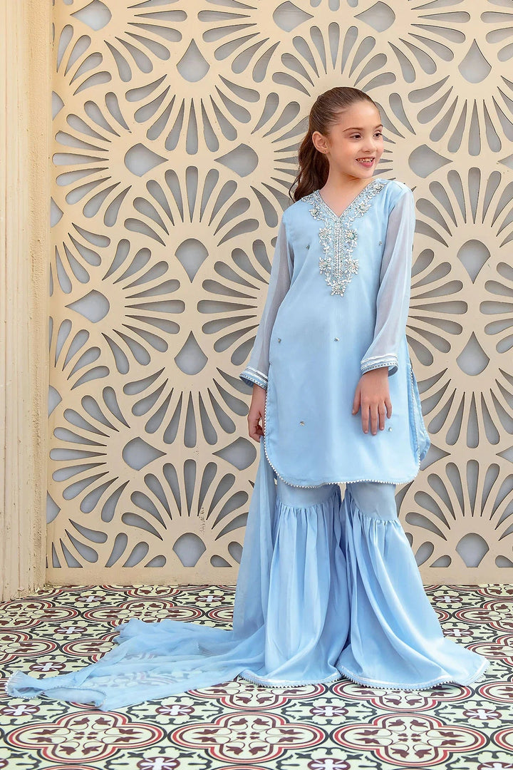 Ochre RTW Embroidered Girls 3 Piece Chiffon Hand Adda Work AC-72 - Summer Collection