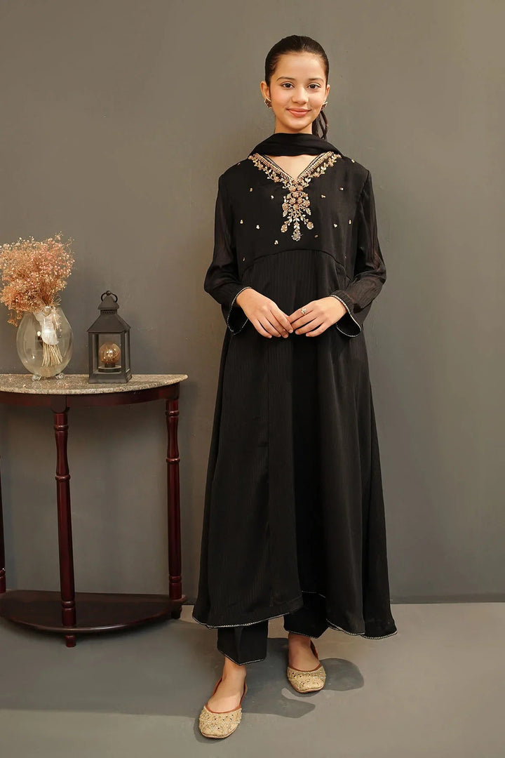 Ochre Girls Pret  Chiffon Hand Adda Work 3 Piece Suit MAX-25 - Summer Collection