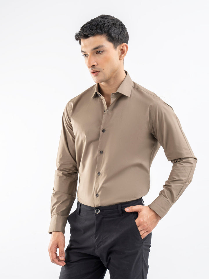 Brumano Ready To Wear Shirts Men 1 Piece Cotton Classic Light Olive Satin Formal Shirt 0-31-025-4202 - Summer Collection