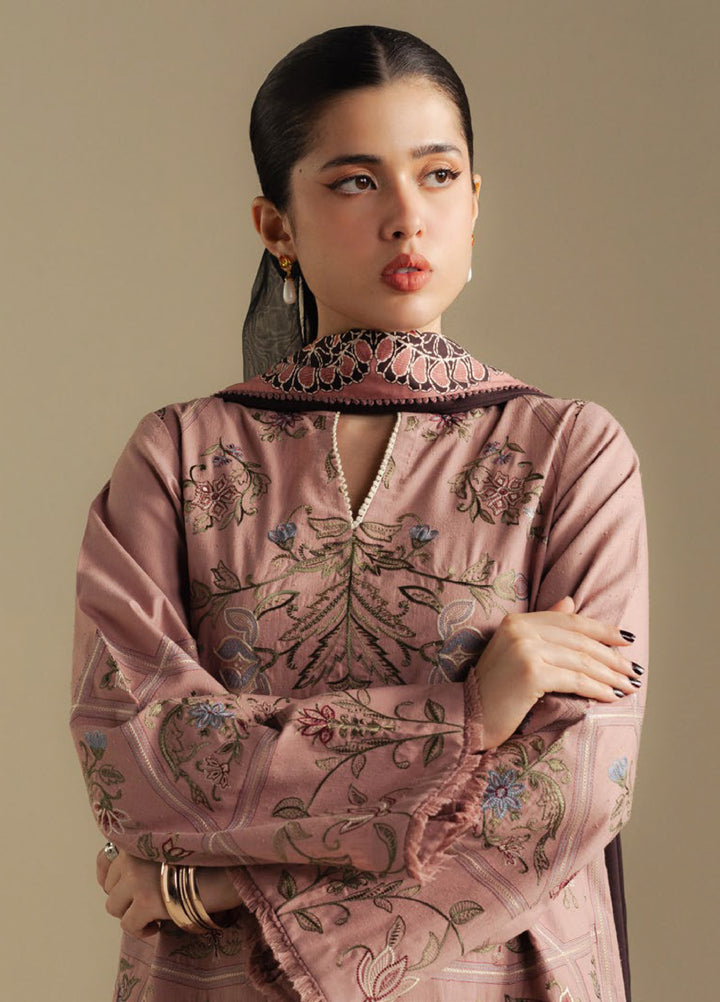 Coco by Zara Shahjahan Unstitched Winter Karandi Embroidered Suits 3 Piece CZS25WU D-04 A Coral - Winter Collection
