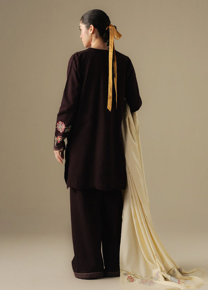 Coco by Zara Shahjahan Unstitched Winter Khaddar Embroidered Suits 3 Piece CZS25WU D-03 A Berry - Winter Collection