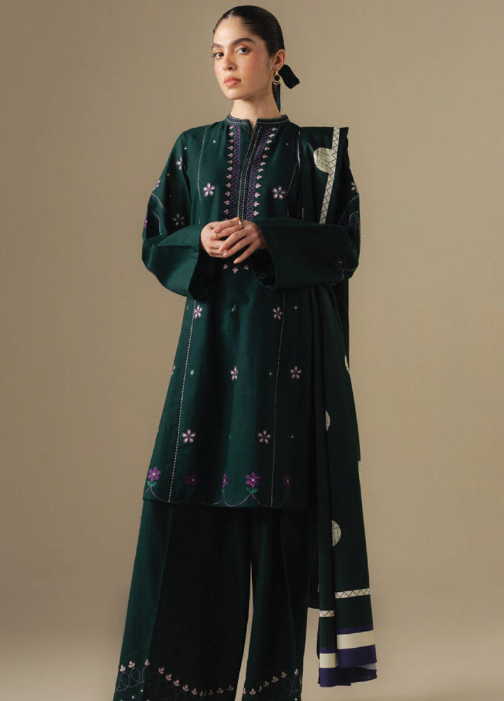 Coco by Zara Shahjahan Unstitched Winter Khaddar Embroidered Suits 3 Piece CZS25WU D-08 A Fawn - Winter Collection