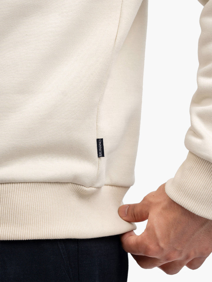 Brumano Mens RTW Solids Cotton 1 Piece Cream Fleece Mock Neck Winter Collection