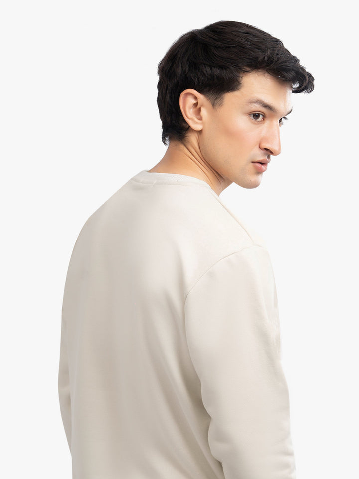 Brumano Mens RTW Solids Cotton 1 Piece Cream Heavy Crew Neck Winter Collection