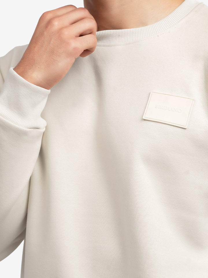 Brumano Mens RTW Solids Cotton 1 Piece Cream Heavy Crew Neck Winter Collection