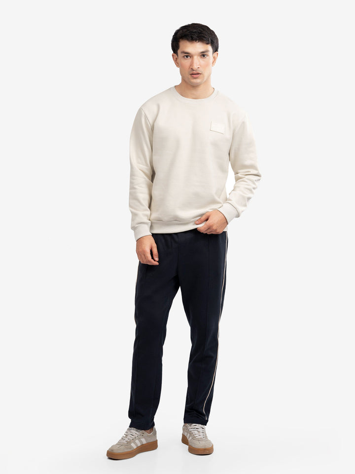 Brumano Mens RTW Solids Cotton 1 Piece Cream Heavy Crew Neck Winter Collection