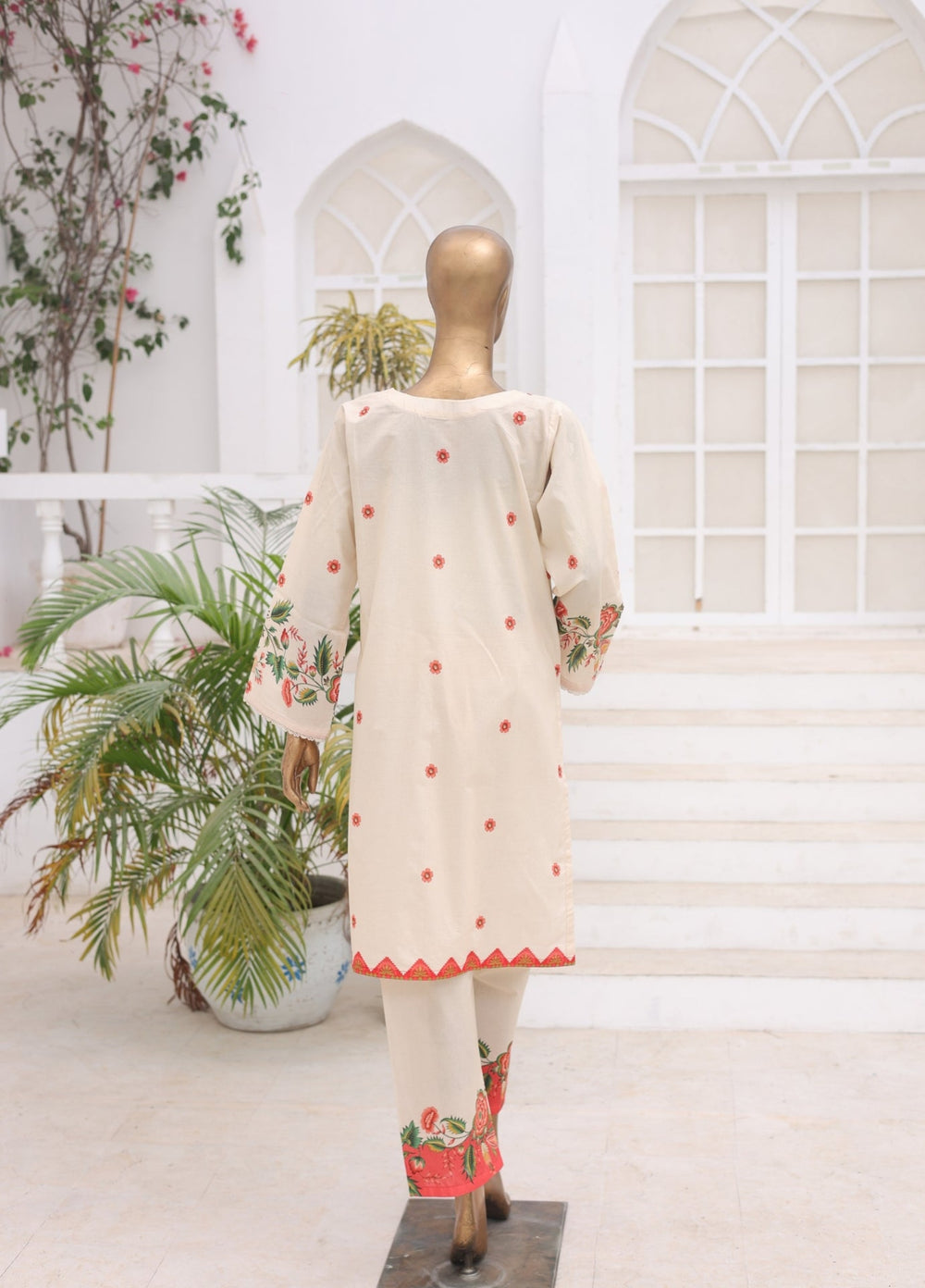 Suntex Fabrics Women RTW Printed Lawn 2 Piece Suit Cream - Casual Collection