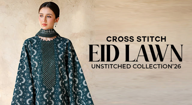 cross stitch modern stylish lawn dresses stitching designs Top 3-Piece Party Wear Dress Rustic Brown Embroidered Suit