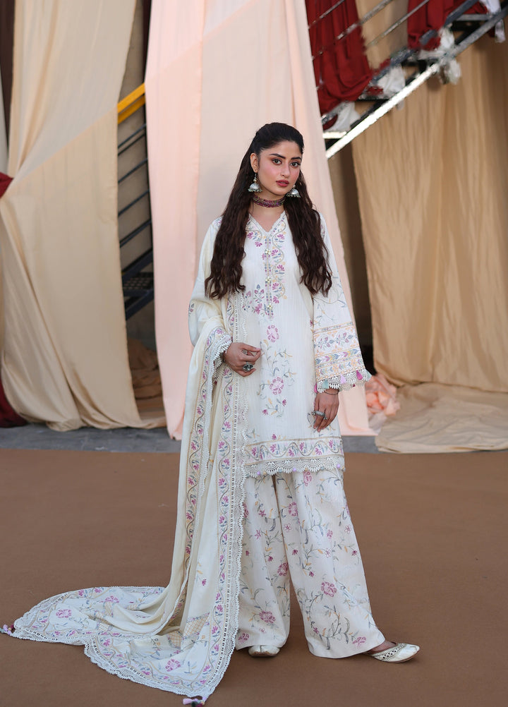 Cross Stitch Unstitched Embroidered Khaddar 3 Piece Suit CS25UW Alabaster Bloom - Winter Collection