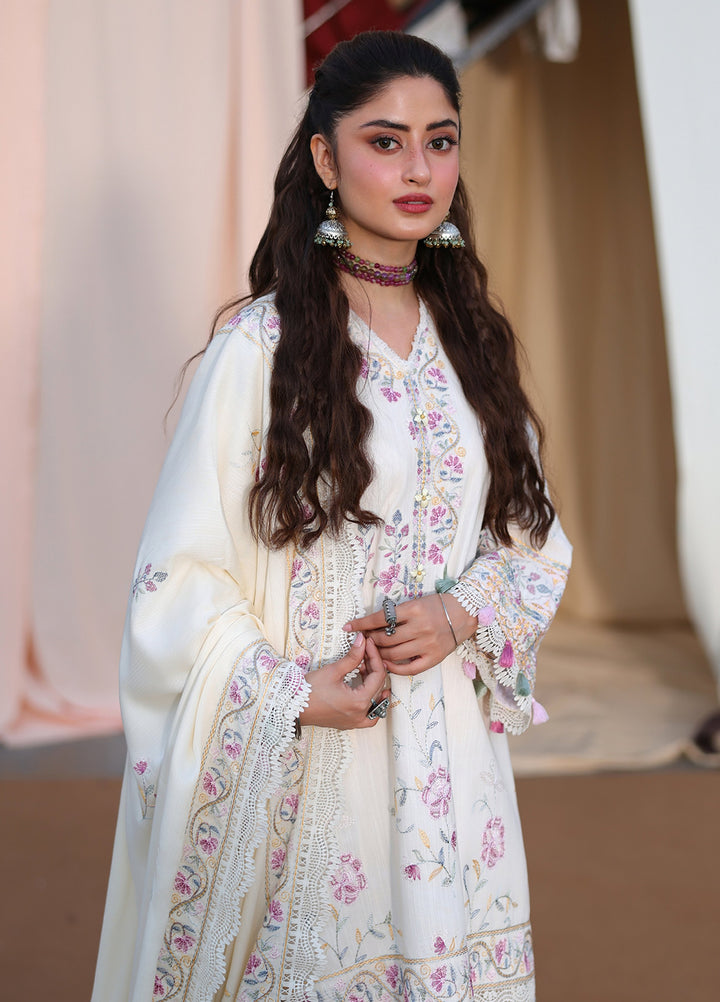 Cross Stitch Unstitched Embroidered Khaddar 3 Piece Suit CS25UW Alabaster Bloom - Winter Collection