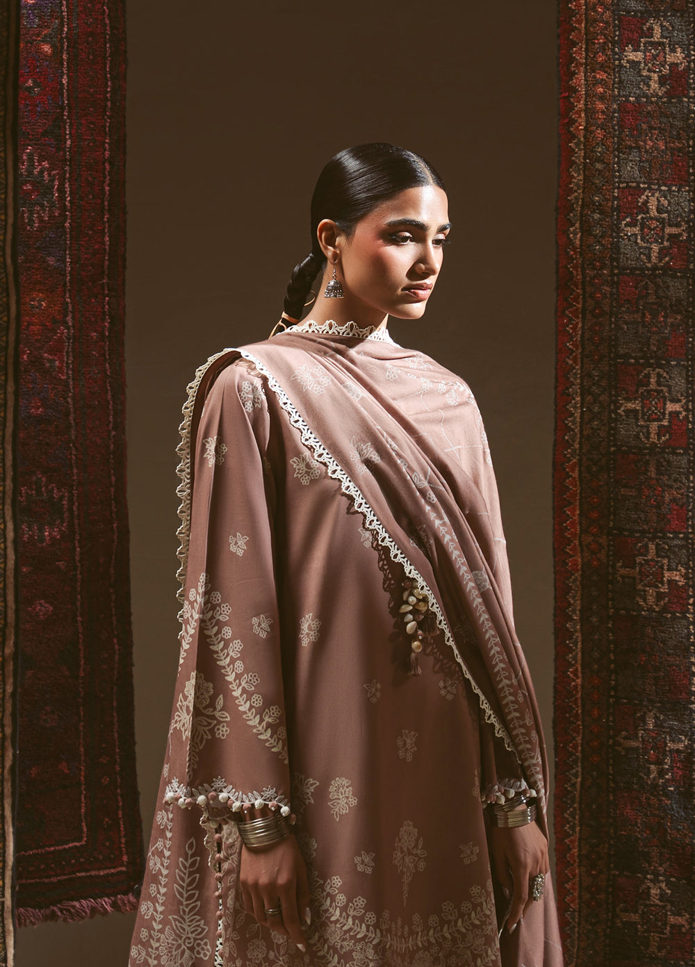 Cross Stitch Unstitched Printed Linen 3 Piece Suit CS25UW Cocoa Musk - Winter Collection