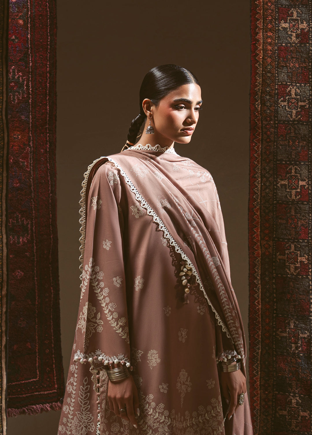 Cross Stitch Unstitched Printed Linen 3 Piece Suit CS25UW Cocoa Musk - Winter Collection