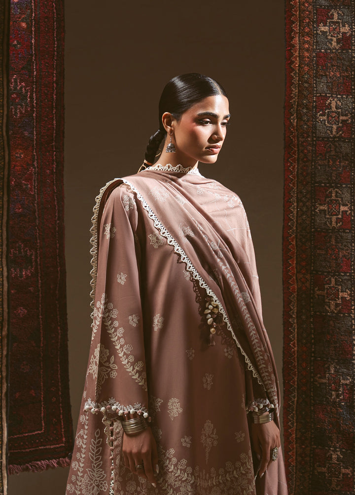 Cross Stitch Unstitched Printed Linen 3 Piece Suit CS25UW Cocoa Musk - Winter Collection