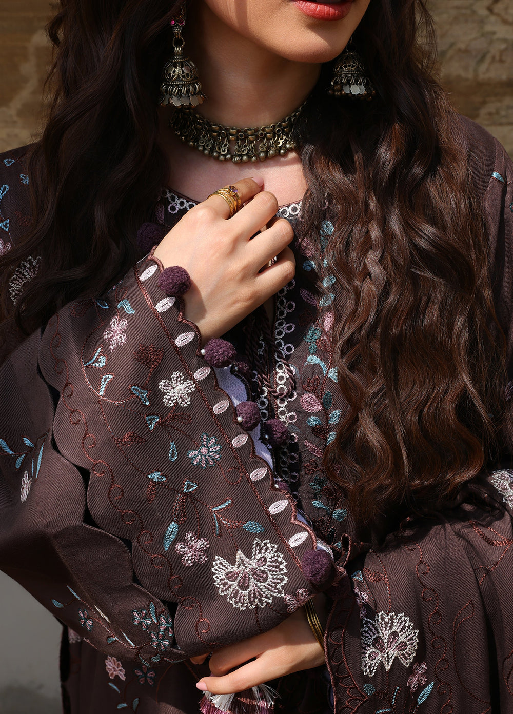 Cross Stitch Unstitched Embroidered Marina 3 Piece Suit CS25UW Deep Walnut - Winter Collection