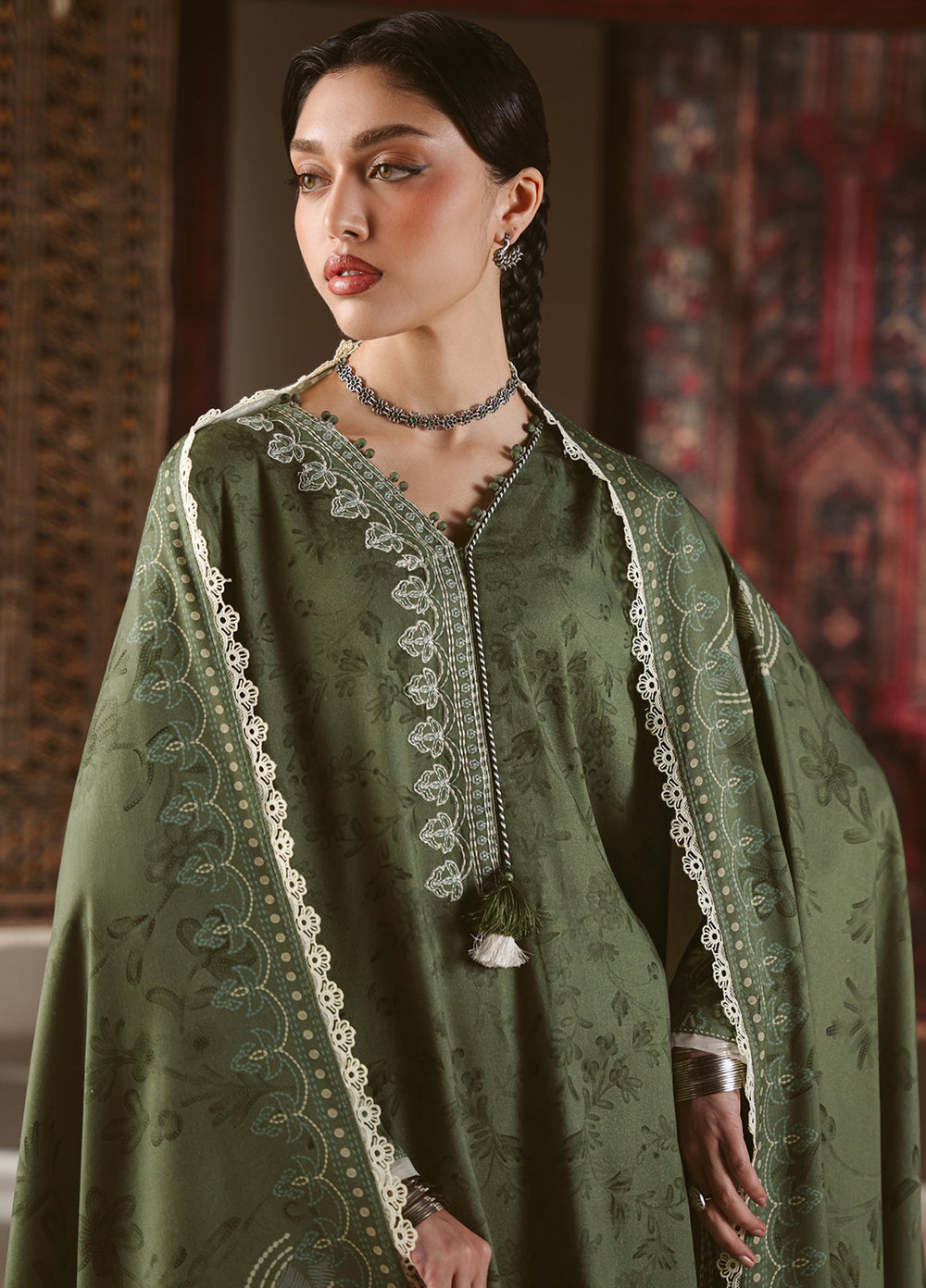Cross Stitch Unstitched Printed Marina 3 Piece Suit CS25UW Forest Stitch  - Winter Collection