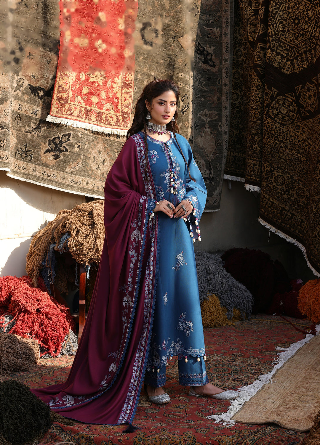 Cross Stitch Unstitched Embroidered Khaddar 3 Piece Suit CS25UW Ocean Reverie - Winter Collection