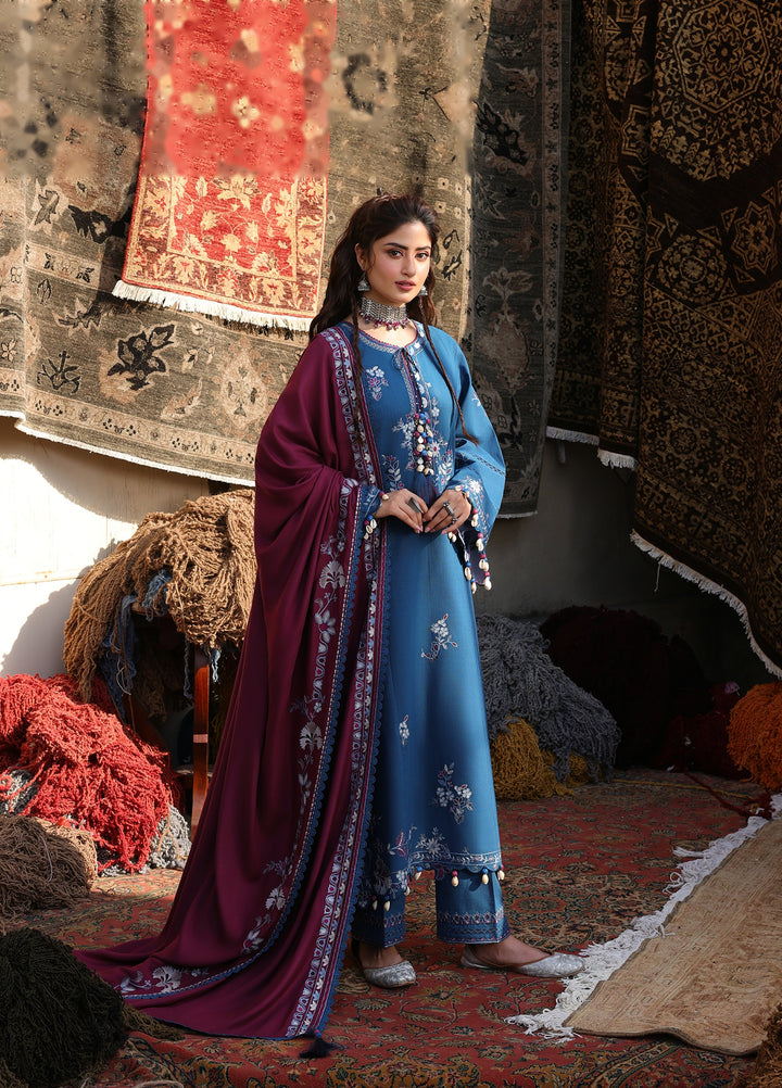 Cross Stitch Unstitched Embroidered Khaddar 3 Piece Suit CS25UW Ocean Reverie - Winter Collection