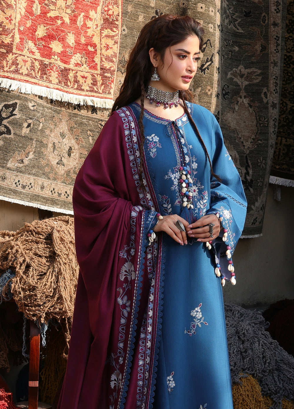 Cross Stitch Unstitched Embroidered Khaddar 3 Piece Suit CS25UW Ocean Reverie - Winter Collection