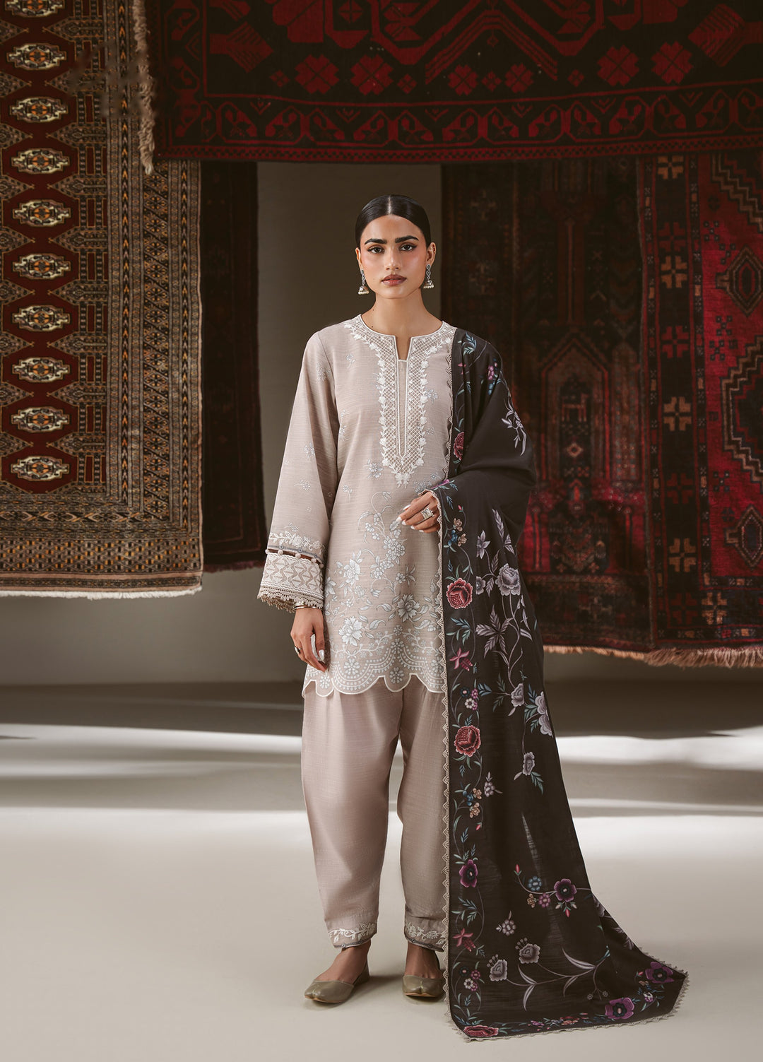 Cross Stitch Unstitched Printed Khaddar 3 Piece Suit CS25UW Petal Haze - Winter Collection