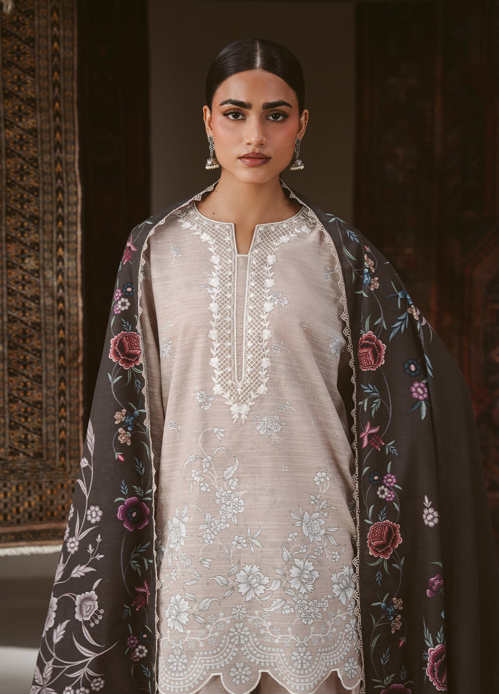 Cross Stitch Unstitched Printed Khaddar 3 Piece Suit CS25UW Petal Haze - Winter Collection