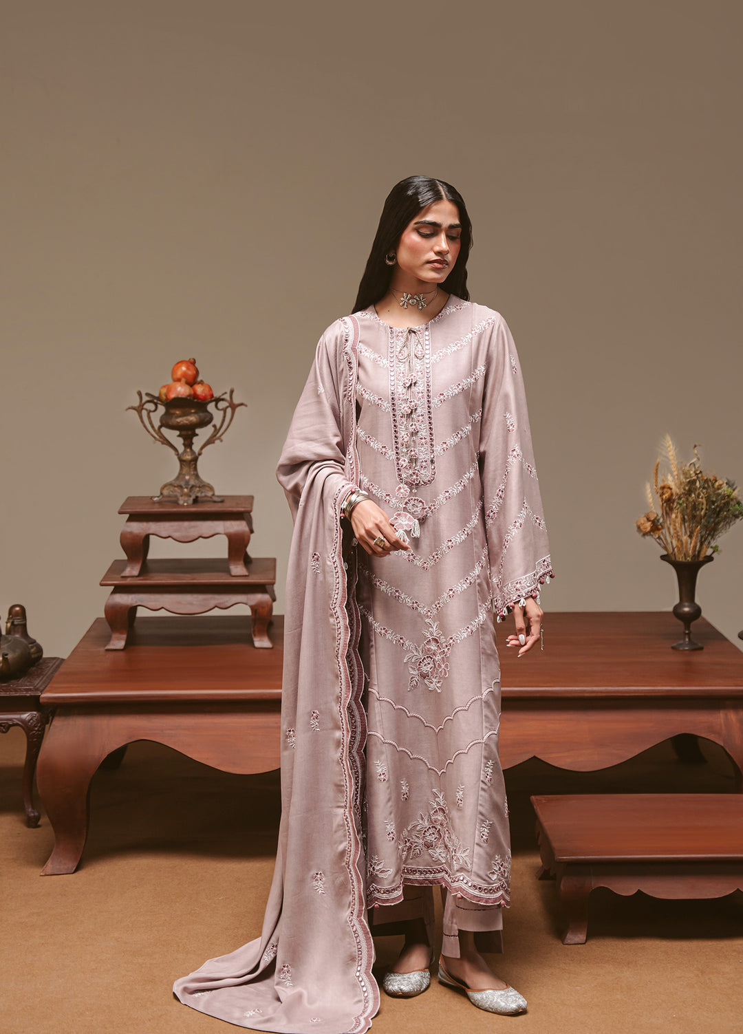 Cross Stitch Unstitched Embroidered Marina 3 Piece Suit CS25UW Petal Symphony - Winter Collection
