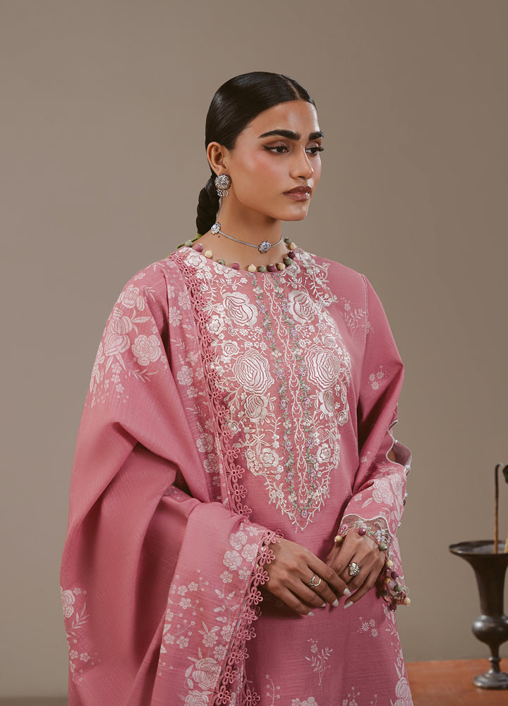 Cross Stitch Unstitched Printed Khaddar 3 Piece Suit CS25UW Pink Allure - Winter Collection