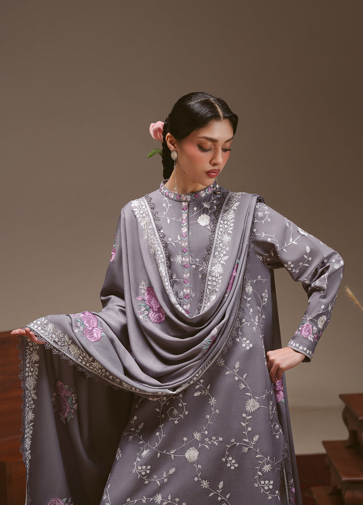 Cross Stitch Unstitched Embroidered Linen 3 Piece Suit CS25UW Violet Haze - Winter Collection