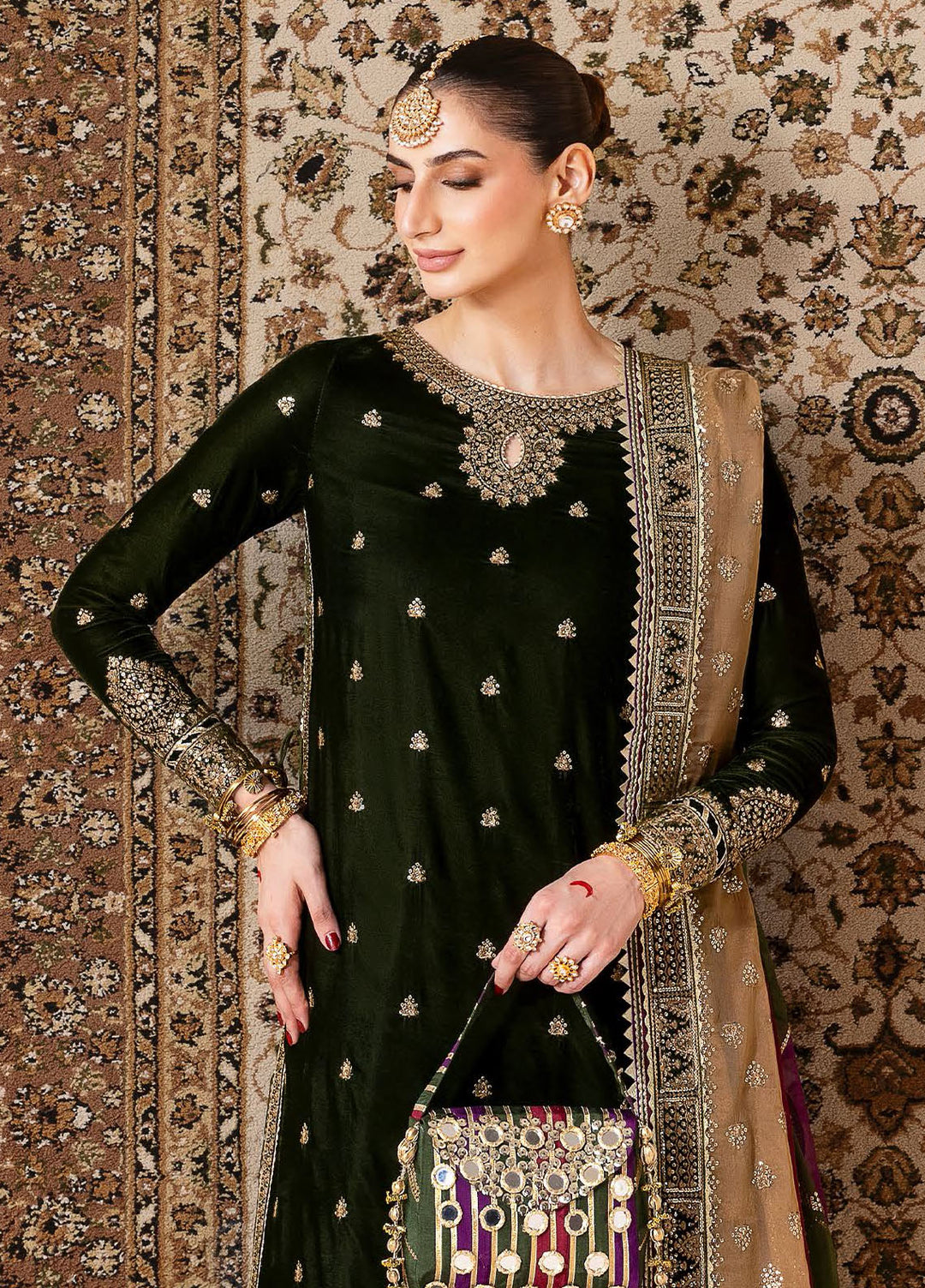 Jazmin Embroidered Velvet Suits Unstitched 3 Piece JZ25CU Cvf D-09 Chambeli - Formals Collection