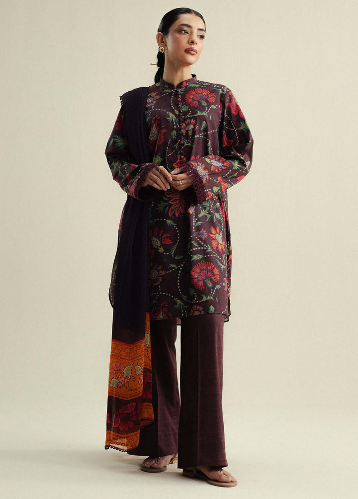 Coco by Zara Shahjahan Printed Slub Cotton Suits Unstitched 3 Piece CZS25PU D-01 A Meadow - Winter Collection