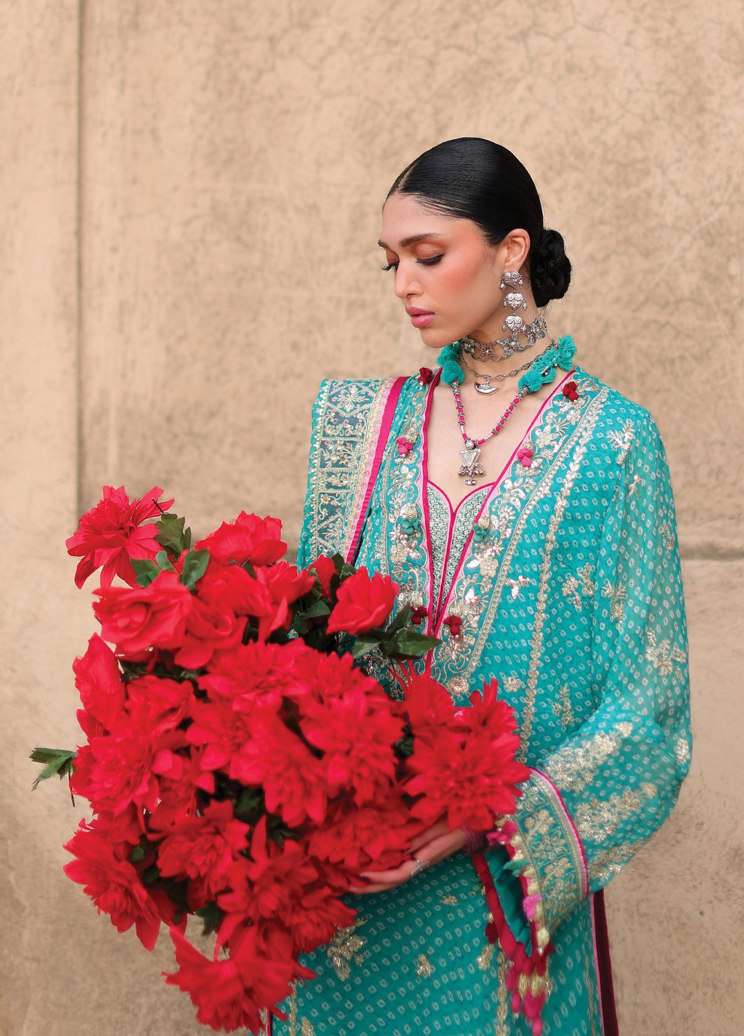 Neoma by Republic WomensWear Unstitched Embroidered Chiffon 3 Piece Suit RW26UNW D-01 MEHR - Wedding Collection