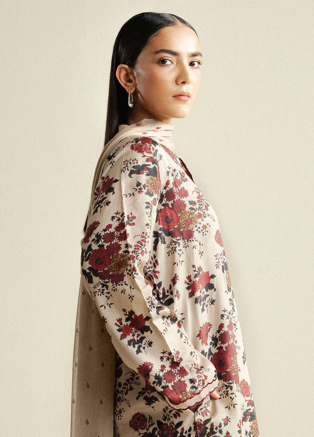 Coco by Zara Shahjahan Printed Cotton Satin Suits Unstitched 3 Piece CZS25PU D-04 B Aster - Winter Collection
