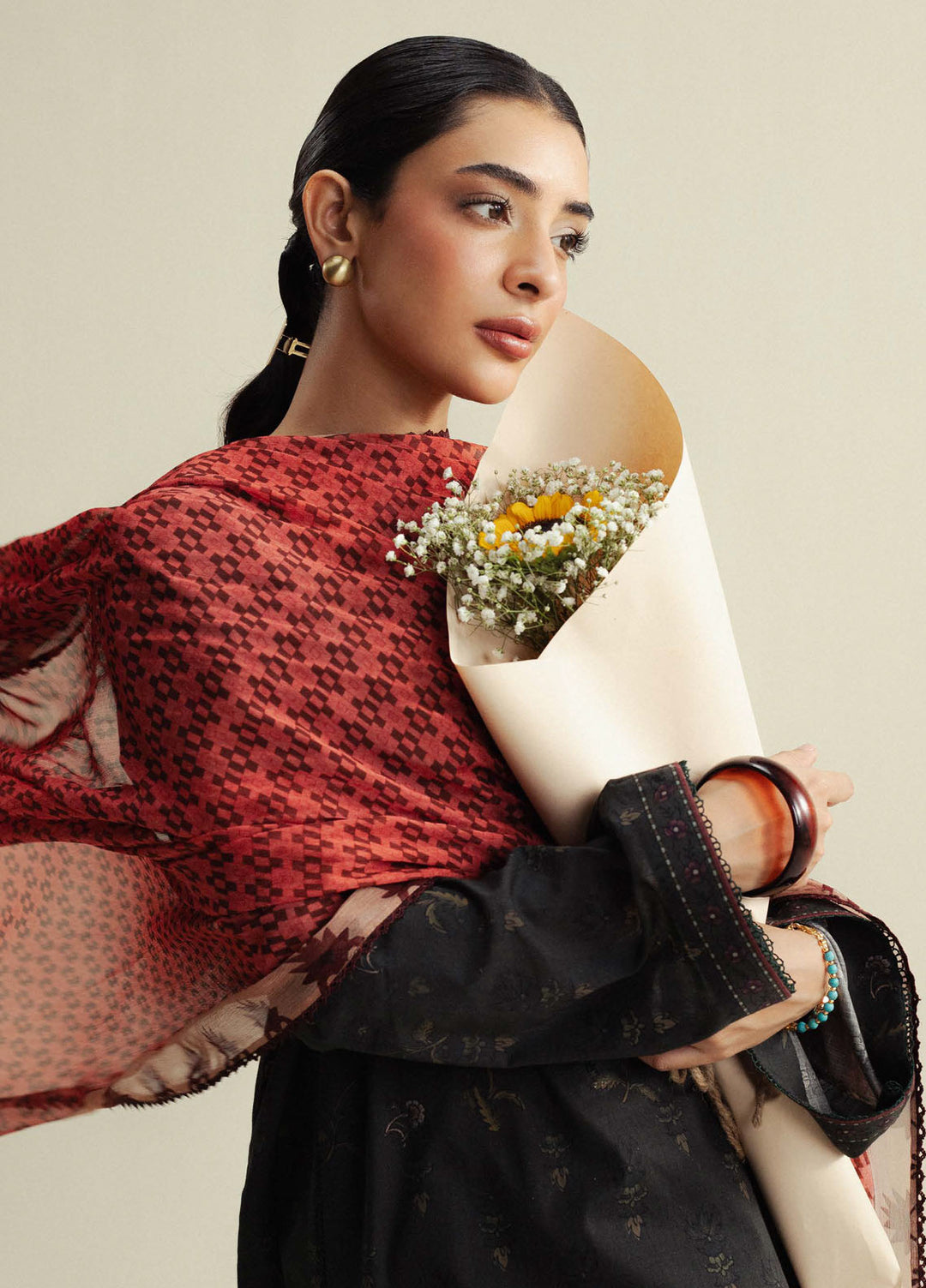 Coco by Zara Shahjahan Printed Slub Cotton Suits Unstitched 3 Piece CZS25PU D-05 A Fable - Winter Collection