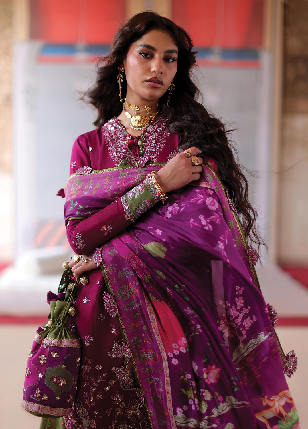 Neoma by Republic WomensWear Unstitched Embroidered Rawsilk 3 Piece Suit RW26UNW D-05 GULNAR - Wedding Collection