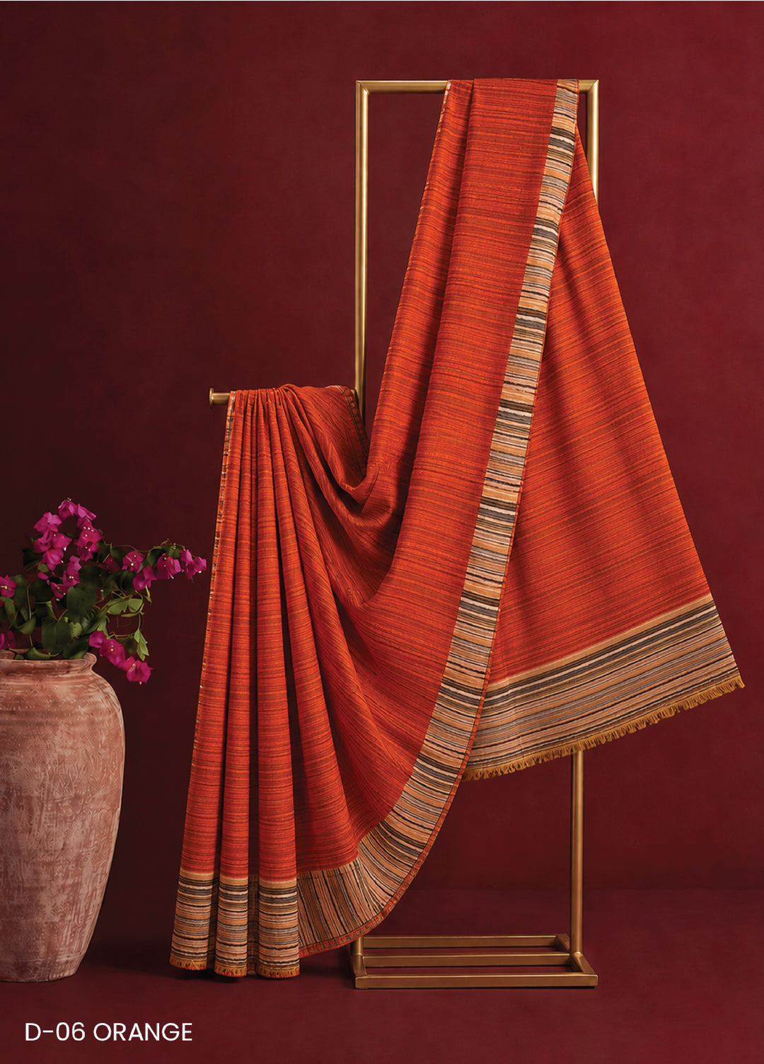 Sanaulla Exclusive Range RTW Printed Woven Shawl D-06 ORANGE - Winter Collection