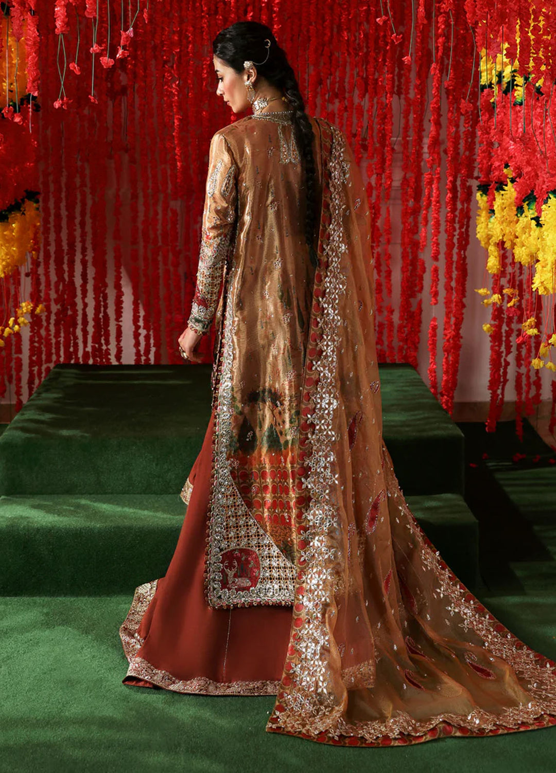 Afrozeh Embroidered Tissue Zari Suits Unstitched 3 Piece AF25SA D-07 Poshna - Wedding Collection