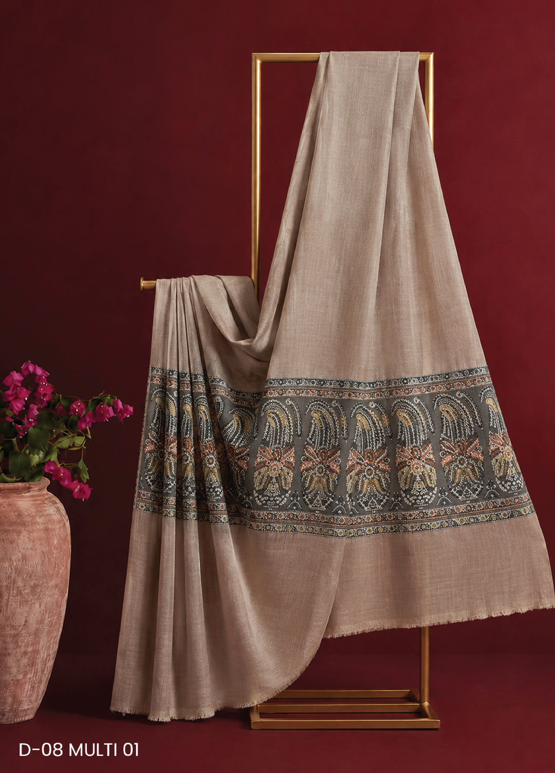 Sanaulla Exclusive Range RTW Embroidered Woven Shawl D-08 MULTI 01 - Winter Collection
