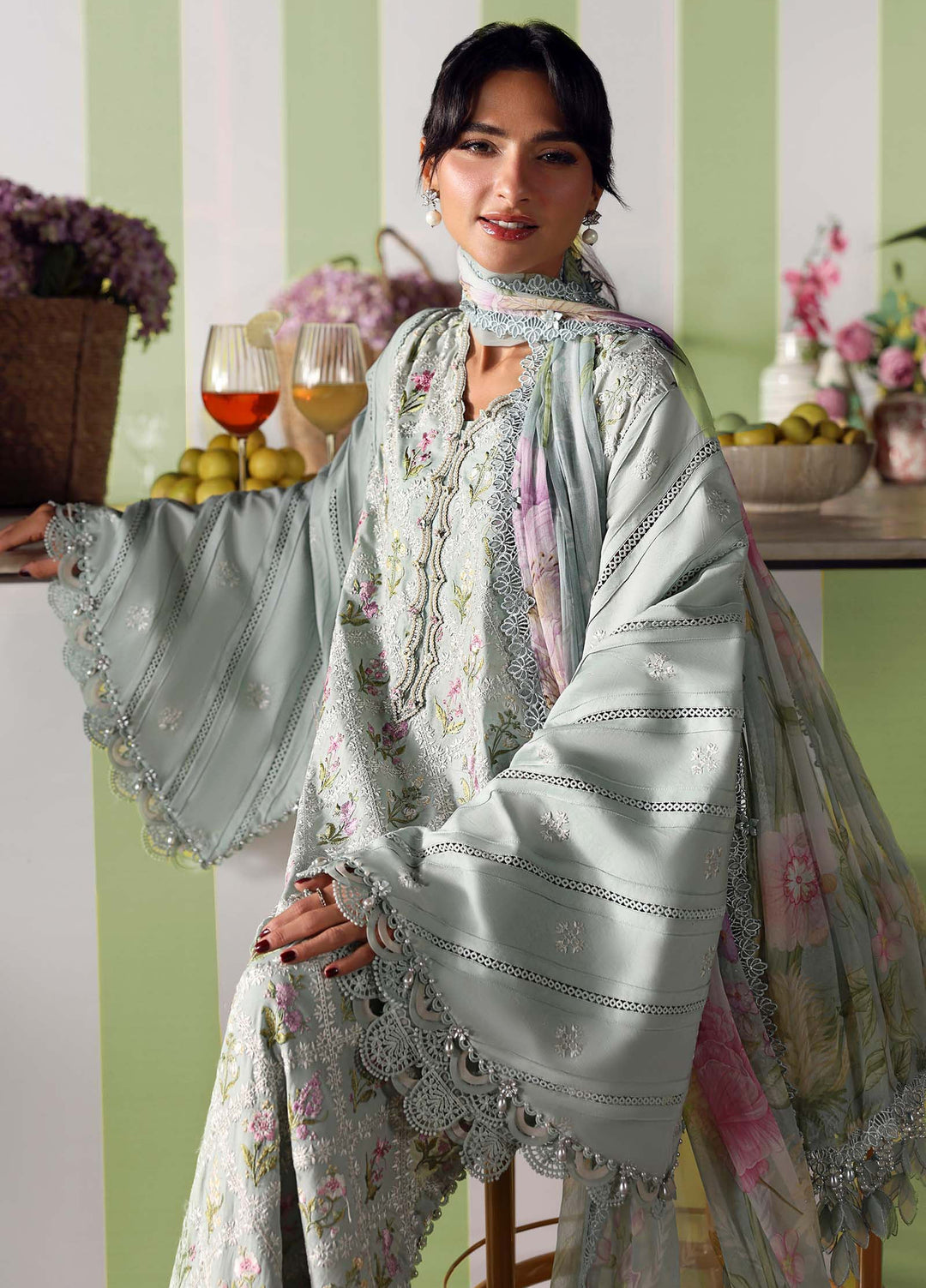 M Prints by Maria B Unstitched Embroidered Lawn 3 Piece Suit MB26UME 1B - Eid Collection