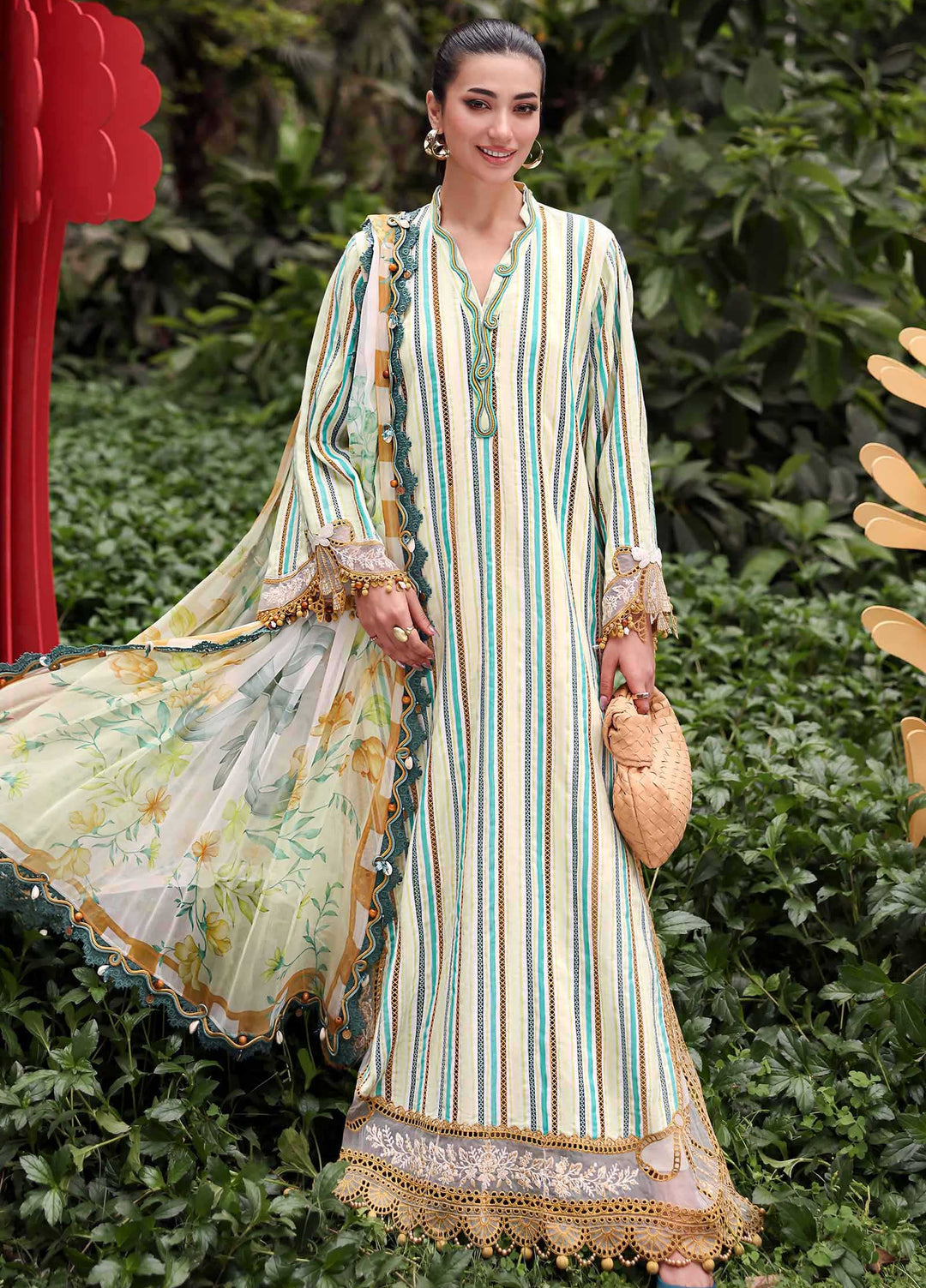 M Prints by Maria B Unstitched Printed Dobby Jacquard 3 Piece Suit MB26UME 2B - Eid Collection